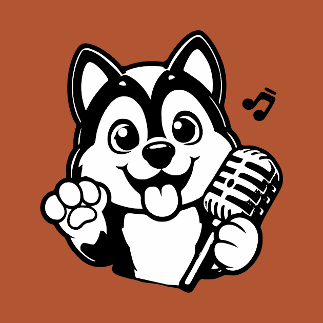 Husky Dog Singing by Kelly Louise Art