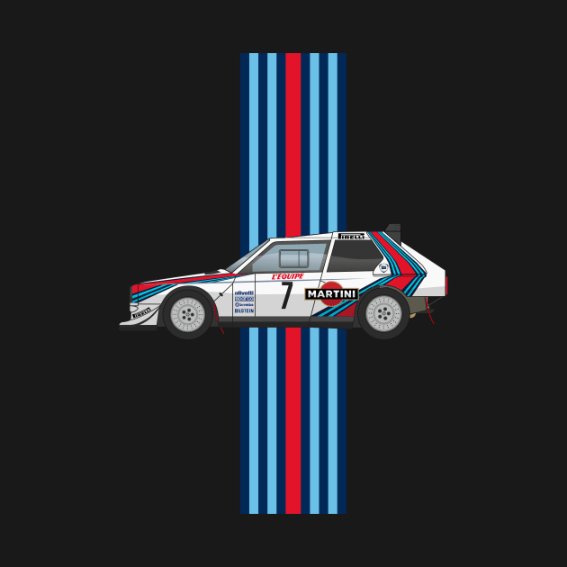 Lancia Delta S2 - Martini Racing Rally Car Illustration by Burro Wheel