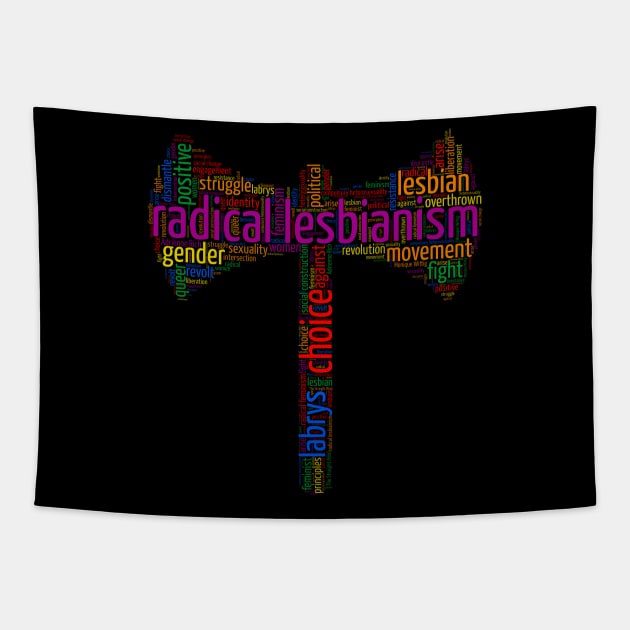 lesbian labrys word cloud - lgbt Tapestry by irresolute-drab