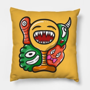 Monster Character Doodle Art Pillow