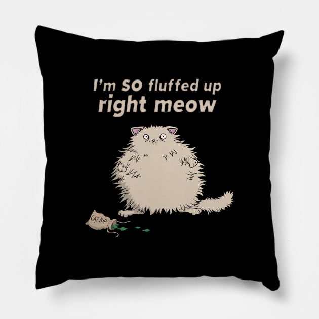 Catnip Cat So Fluffed Up Right Meow Funny Cute Fluffy Pillow by xenotransplant