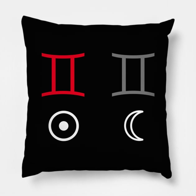 Gemini Sun Gemini Moon Zodiac Sign Pillow by Horosclothes