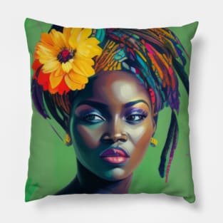 Black beautiful woman portrait 6 Pillow