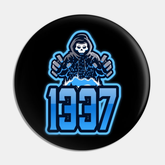 Cyber security - 1337 Hacker Blue Pin by Cyber Club Tees