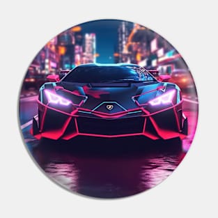 Asian Neon City Sports Car Pin