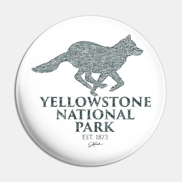 Yellowstone National Park Running Wolf Pin by jcombs
