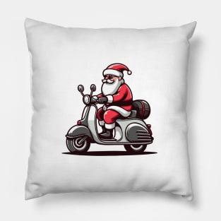 Santa On Scooter Pillow