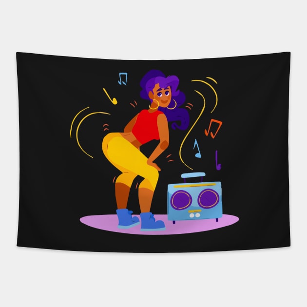 Girl dancing on loud music Tapestry by Right-Fit27