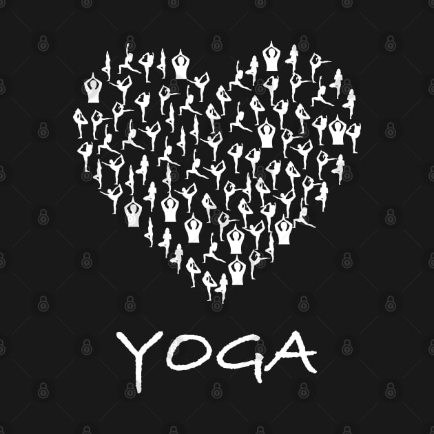 Yoga Heart With Tiny Yoga Poses Meditation Shirt by jutulen