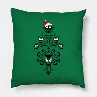 Christmas Haunted Mansion Dark Green Pillow