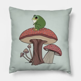 Chunky Frog Sitting on a Mushroom Pillow