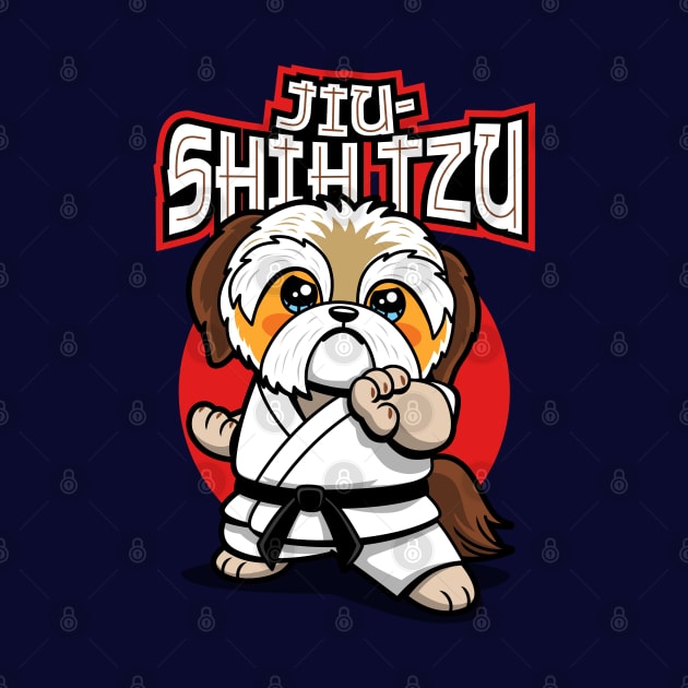 Jiu-Shih Tzu Funny Kawaii Shih Tzu Doing Jiu-Jitsu Martial Arts by BoggsNicolas