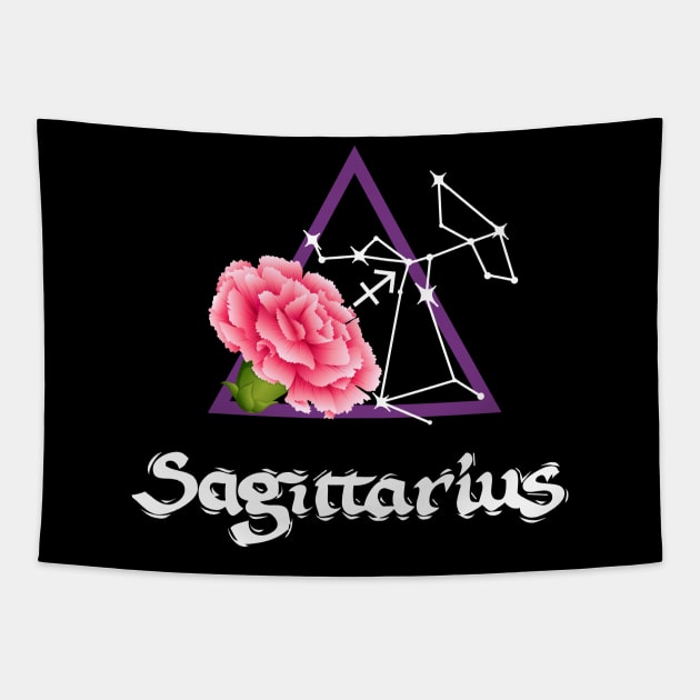 Sagittarius Zodiac Flower Carnation Fire Element Tapestry by jverdi28