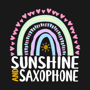 Sunshine and Saxophone Cute Rainbow Gift for Womens Kids Girls T-Shirt