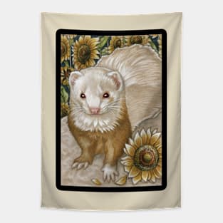 The Sunflower Ferret - Black Outlined Version Tapestry