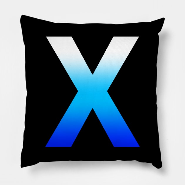 Blue Letter X Pillow by JennaBunnies