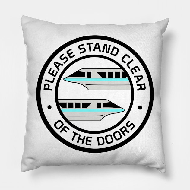 MonorailStandClearTeal Pillow by WdwRetro