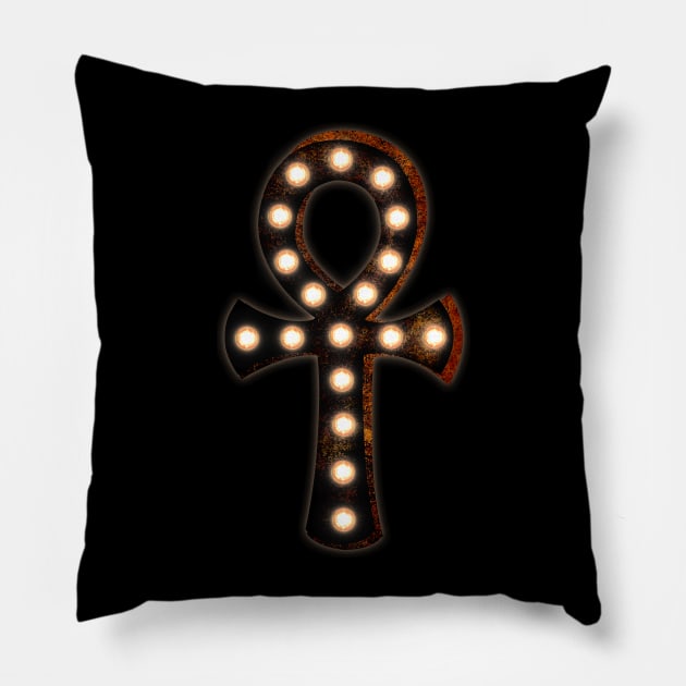 Marquee Ankh Pillow by bronzarino