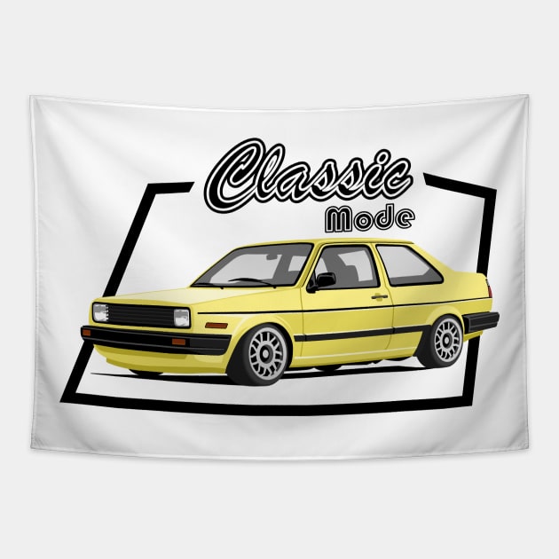 Car sedan in classic mode yellow Tapestry by creative.z