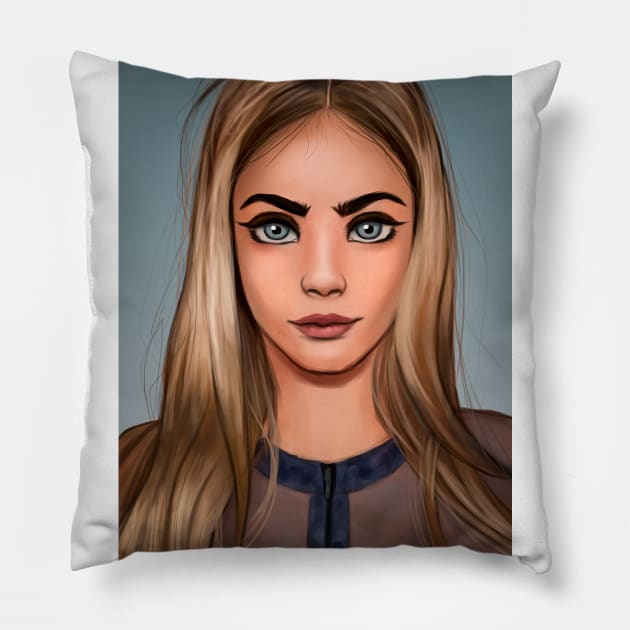 Cara Delevingne Pillow by BoogieGus