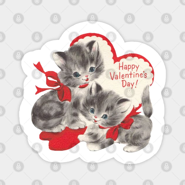 Valentine Kittens Red Bow Magnet by tfortwo