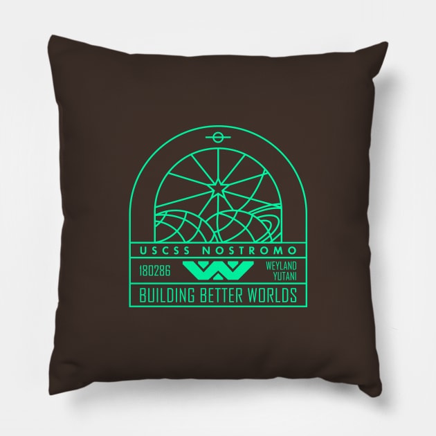 Nostromo Weyland Yutani Ship v02 Pillow by BadBox