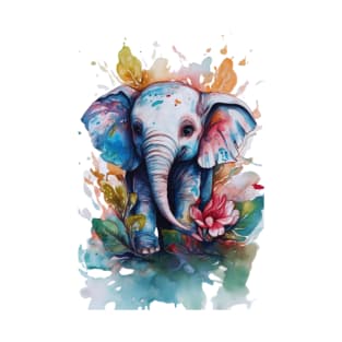 cute elephant colorful in roses T-Shirt