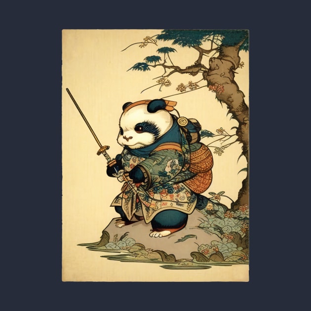 Samurai Panda Traditional Japanese Art Nouveau by entwithanaxe