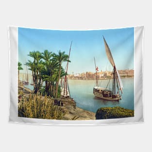 Sailing Boat Nile Cairo Egypt 1890s Tapestry