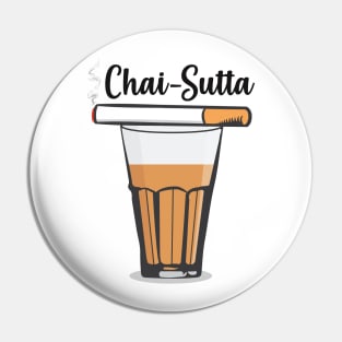 Chai Sutta Chai Tea Glass Hindi Quote Slogan Pin