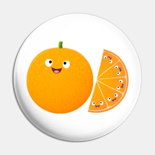 Cute happy orange citrus fruit cartoon Pin