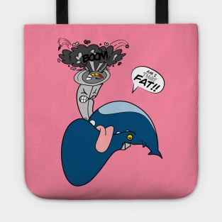 Am I THAT FAT! blue whale funny cartoon Tote