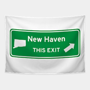 New Haven, Connecticut Highway Exit Sign Tapestry