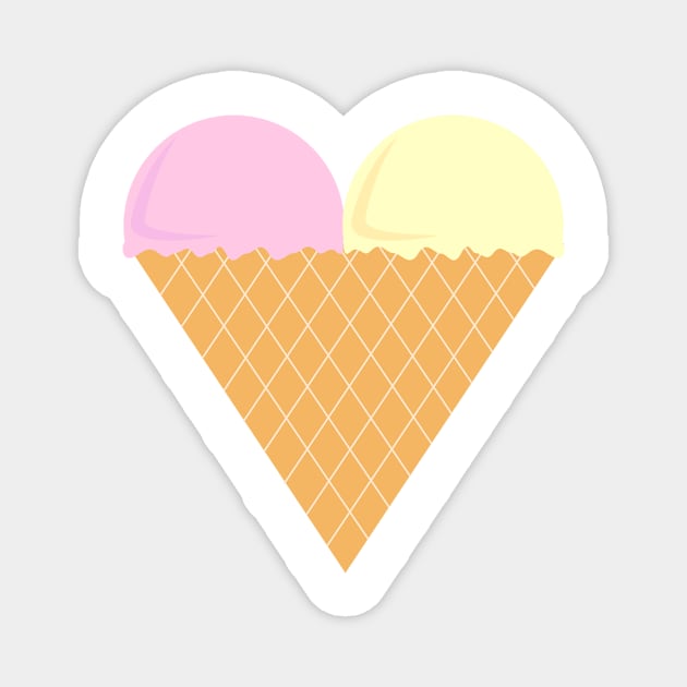 Pink And Yellow Love Heart Ice-Cream Digital Art | Melanie Jensen Illustrations Magnet by illusima