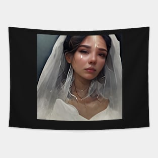 Crying  Bride Painting Potrait Tapestry