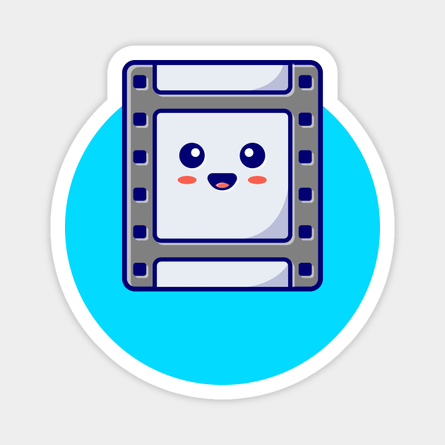 Cute Film Reel Cartoon Vector Icon Illustration Magnet by Catalyst Labs