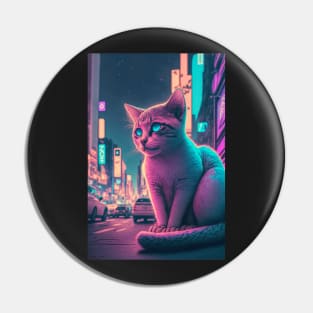 neon cat in the street Pin