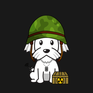 Funny white dog is a soldier T-Shirt