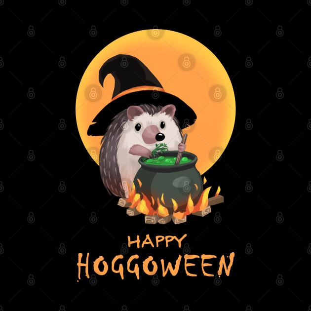 Happy Hoggoween Halloween Hedgehog Witch by PamelooArt