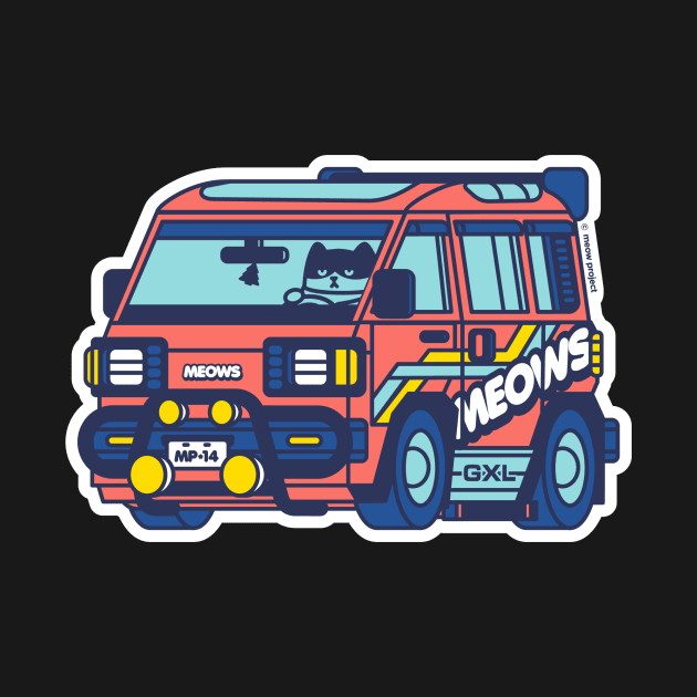 Red and Blue Van Life Cat by meowproject