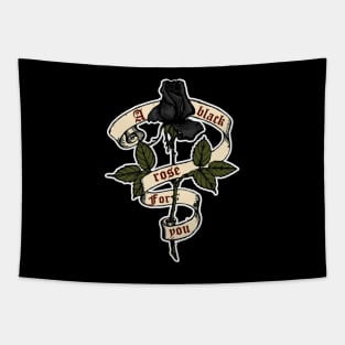 A black rose for you with ribbon Tapestry