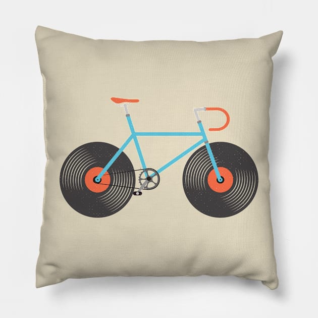 Vinyl Cyclist Pillow by susanne.haewss@googlemail.com