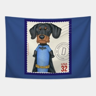 Cute superhero Dachshund with bat on chest Tapestry