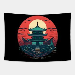 Retrowave Pagoda Dreams Tapestry