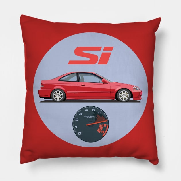 Civic Si Milano Red Pillow by J7Artwork