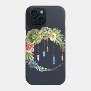 Crystal Crescent Moon With Succulents Phone Case