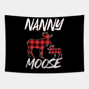 Red Plaid Nanny Moose Matching Family Pajama Christmas Gift Tapestry