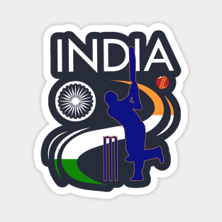 India Cricket With Indian Flag Brush Stroke Magnet