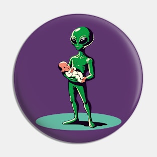 Alien carrying a human baby Pin