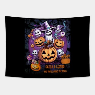 Catch a Lizard And You'll Avoid The Spell Cute Halloween Tapestry